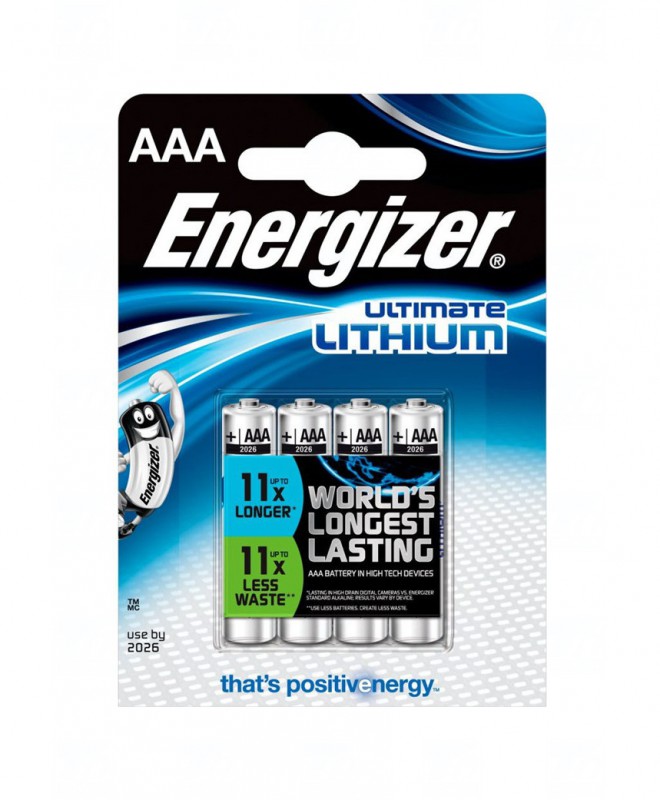 Baterie Energizer Ultimate Lithium AAA, LR03, mikrotužková, 1,5V, blistr 4 ks