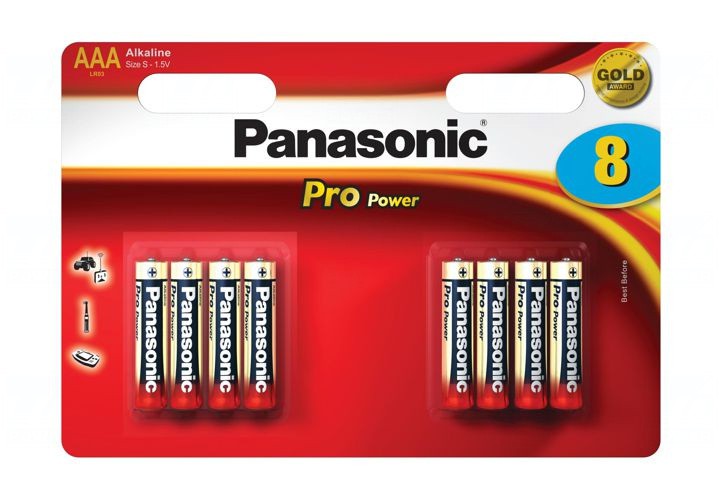 Baterie Panasonic PRO POWER AAA, LR03, mikrotužková, 1,5V, blistr 8 ks