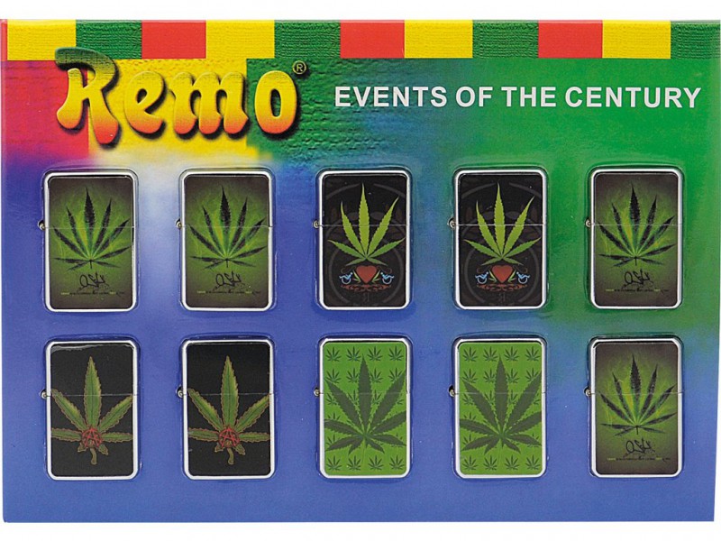 Benzínový zapalovač Remo Cannabis 07746