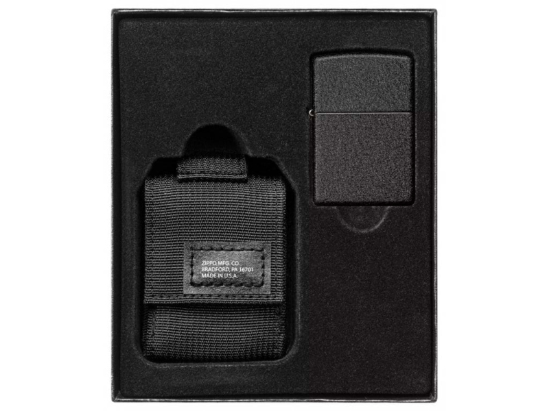 Sada taktické pouzdro + Zippo zapalovač Black Crackle 30058