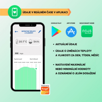 Chytrý detektor teploty a vlhkosti NOUS E5 ZigBee Tuya
