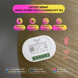 Chytrý spínač NOUS L10 WiFi Tuya 1/2 kanálový 16A